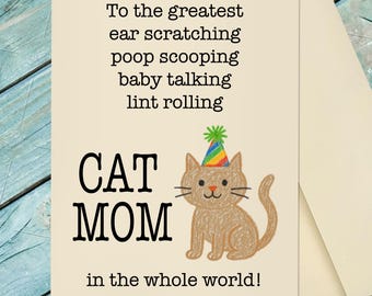 Mother Cat Mom Card / Cat Mom Birthday Card / Cat Card / Custom Option Card