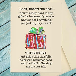 Funny Christmas Hard To Buy For Card / Christmas Card / Funny Christmas Card / Funny Santa Card / Custom Christmas Card