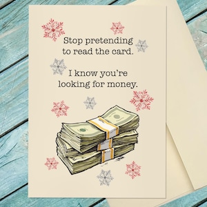 Funny Christmas Card / Looking For Money Christmas Card / Funny Christmas Card / Funny Santa Card / Custom Christmas Card