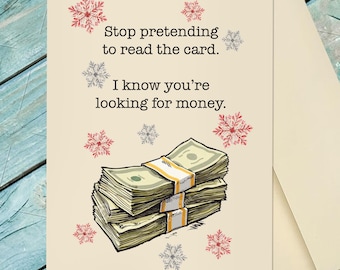 Funny Christmas Card / Looking For Money Christmas Card / Funny Christmas Card / Funny Santa Card / Custom Christmas Card