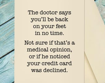Funny Get Well Card / Get Well Soon / Because You're Sick / Get Well Card / Custom Option Card