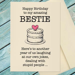 Best Friend Birthday Greeting Card / Happy Birthday Bestie / Best Friend, My Bestie, Bestie Birthday Card / Custom Option Card