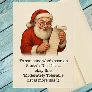Santa Christmas Card / Santa&#39;s Nice List Christmas Card / Funny Christmas Card / Funny Santa Card / Custom Christmas Card