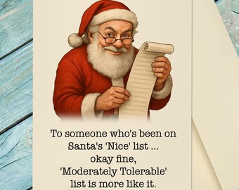 Santa Christmas Card / Santa's Nice List Christmas Card / Funny Christmas Card / Funny Santa Card / Custom Christmas Card