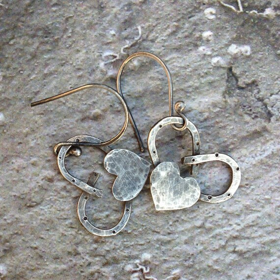Horseshoe Heart Earrings Etsy