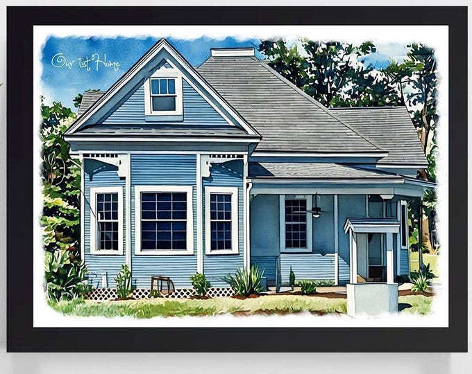 Custom Watercolor First House or Dream House Painting