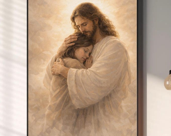 Jesus Leaves The 99 | Jesus Wall Art Canvas Print | Christian Wall Decor | Neutral Religious Art | Modern Jesus Painting | Mathew 18:13