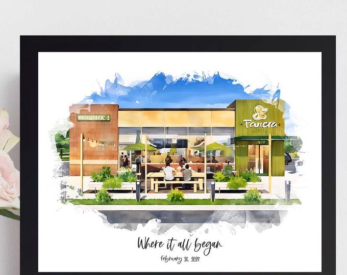 Custom First Date Watercolor Painting: Anniversary Gift