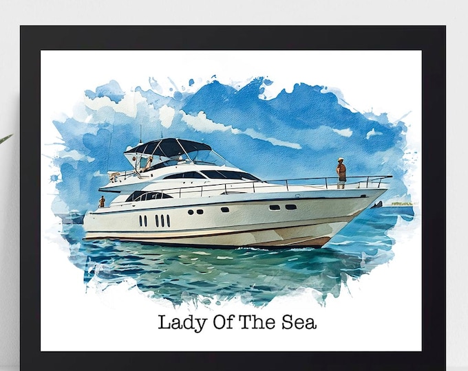 Boating Gifts: Custom Boat Painting on watercolor paper
