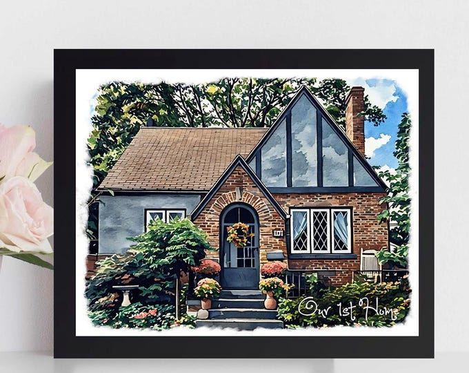 Custom Watercolor First House or Dream House Painting