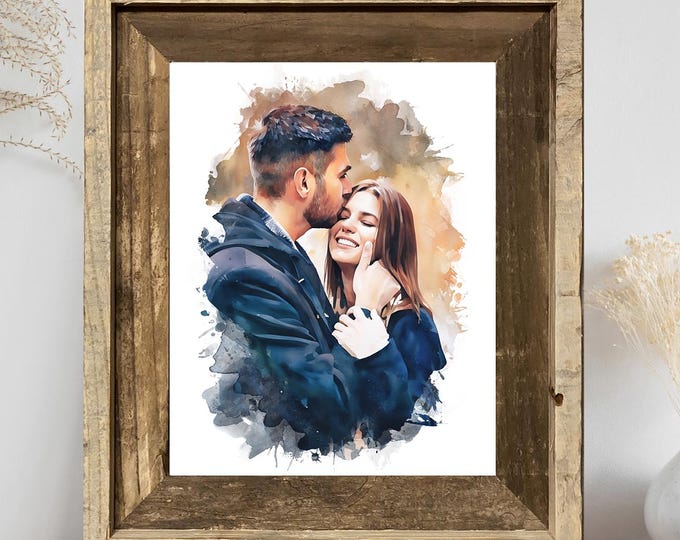 Valentines Day Gift Custom Portrait: Family Portrait,  Watercolor Painting