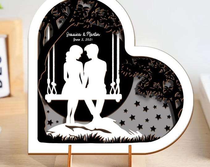 5th Anniversary Gift Wood, Custom 4 Layer Wood Sign, Personalized Wooden Photo Frame, 3D Layered Wood Decor, Custom Shape Keepsake