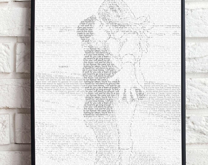 Engagement Gift, Personalized First Dance Lyrics Art: 1st Anniversary Paper Gift