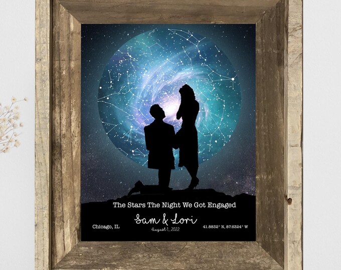 Stars The Night WeWere Marriedt Custom Star Map Print - Engagement Gift, Star Map By Date Anniversary Gift, Night Sky Print Personalised