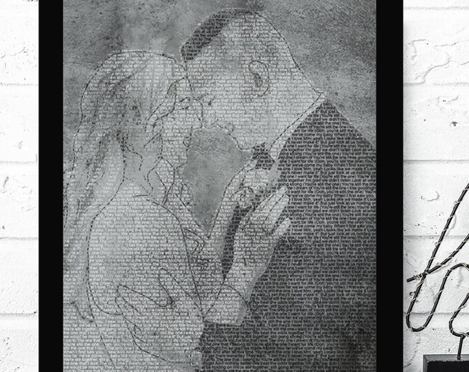 Personalized First Dance Lyrics Art: 1st Anniversary Paper Gift