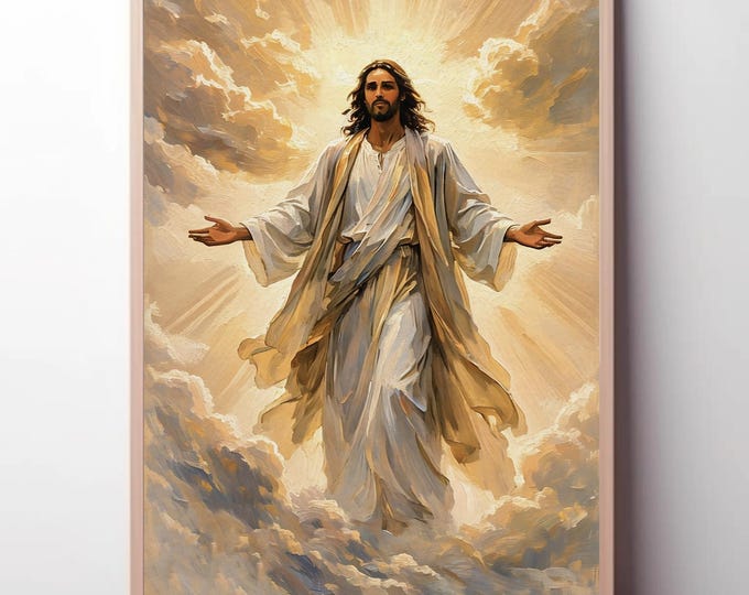 Jesus Leaves The 99 | Jesus Wall Art Canvas Print | Christian Wall Decor | Neutral Religious Art | Modern Jesus Painting | Mathew 18:13