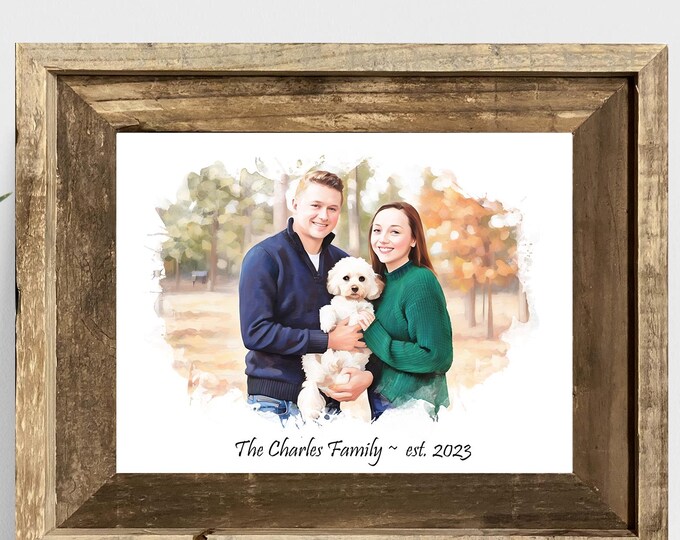 Custom Portrait : Family Photo Watercolor Painting