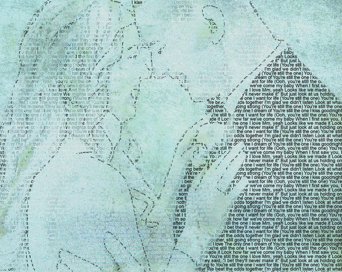 Personalized First Dance Lyrics Art: 1st Anniversary Paper Gift