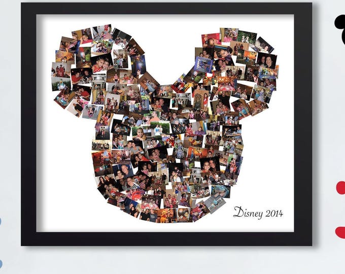 Mickey Mouse Photo Collage on Canvas – Custom Family Portrait – Personalized Disney-Inspired Gift – Kids Room Wall Art – Birthday