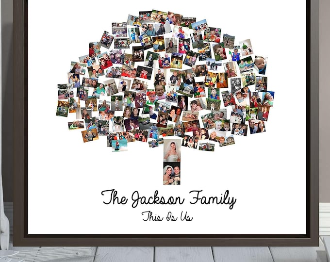 Family Photo Tree Personalized Family Tree Photo Collage Art on Canvas