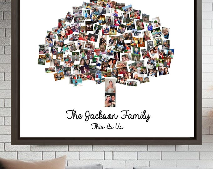 Family Photo Tree: Custom Family Tree Photo Collage Canvas Print Personalized Mosaic Wall Art