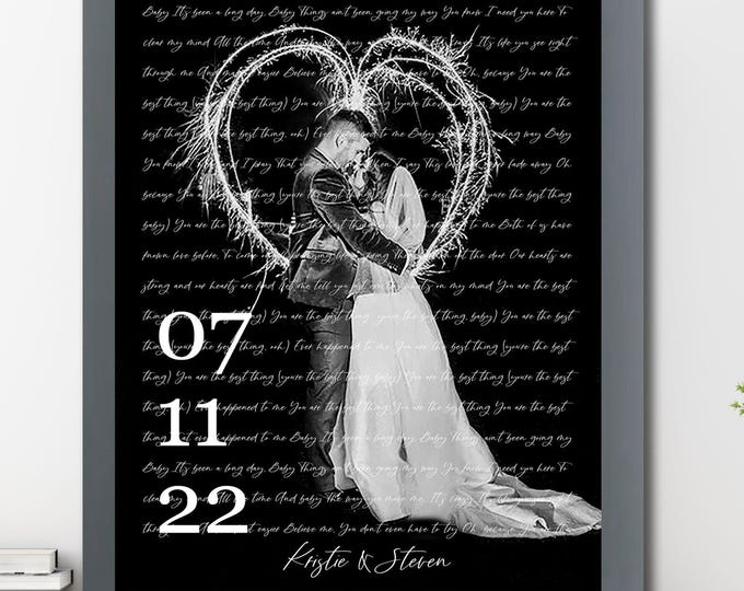 Wedding Song Lyrics with Photo Personalized First Dance Favorite Song Canvas Print 1st Anniversary: 2nd Anniversary Cotton Gift On Canvas