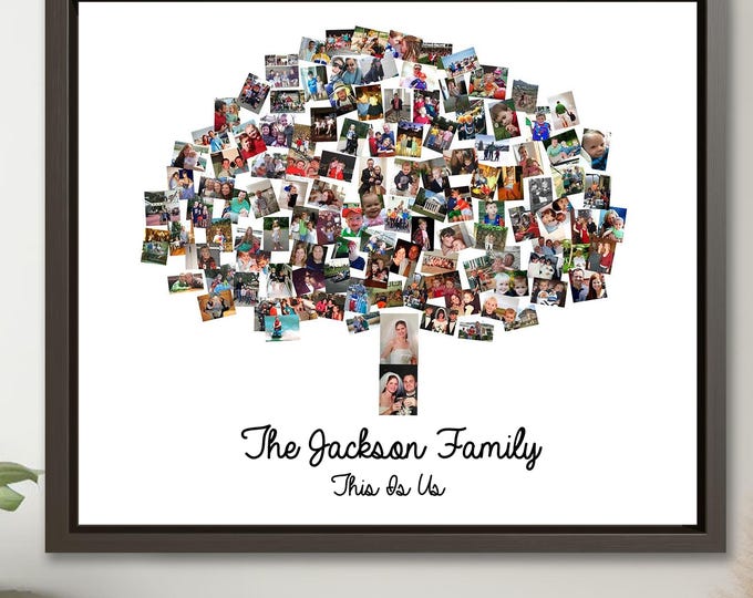 Custom Family Tree Photo Collage Canvas Print: Personalized Wall Art