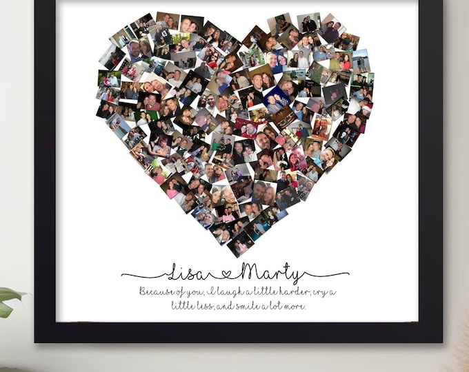 Family Photo Heart Collage: Personalized Canvas Print