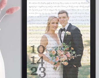 Erster Tanz Text Fotokunst Druck - Personalisierte Hochzeits-Song Lyrik Wandkunst, 1st Jahrestag Hochzeitsgeschenk für Paar