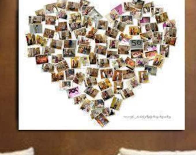 Family Photo Heart Collage:1st Anniversary Paper Gift or 2nd Anniversary Cotton Gift