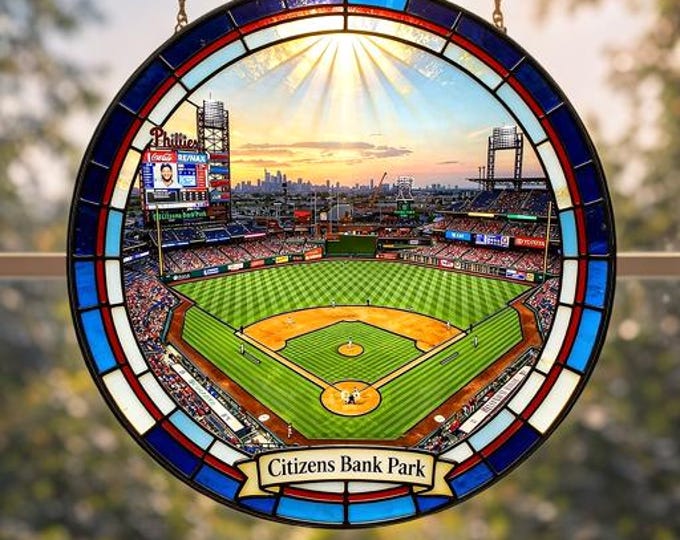 Philadelphia Phillies Stained Glass Suncatcher, Citizens Bank Park Gift, Phillies Fan Decor, Baseball Stadium Art, MLB Window Hanging