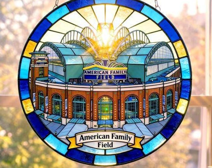 Milwaukee Brewers Stained Glass Suncatcher, American Family Field Gift, Brewers Fan Decor, Baseball Stadium Art, MLB Window Hanging