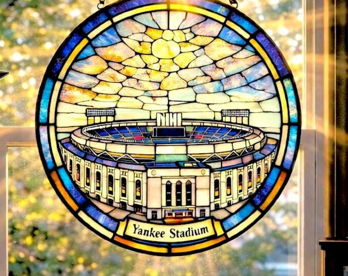 New York Yankees Stained Glass Suncatcher, Yankee Stadium Gift, Baseball Fan Decor, Yankees Man Cave Art, MLB Window Hanging, Sports Gift