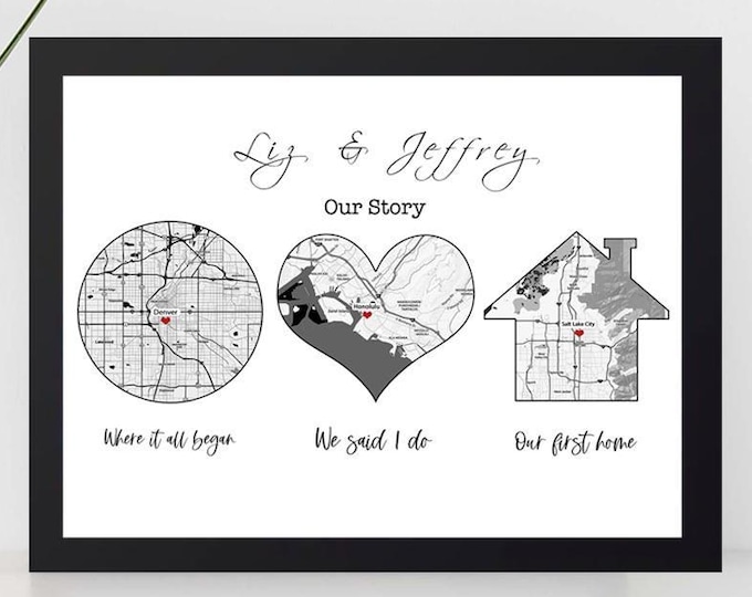 Map Wedding Anniversary Gift : Family Portrait