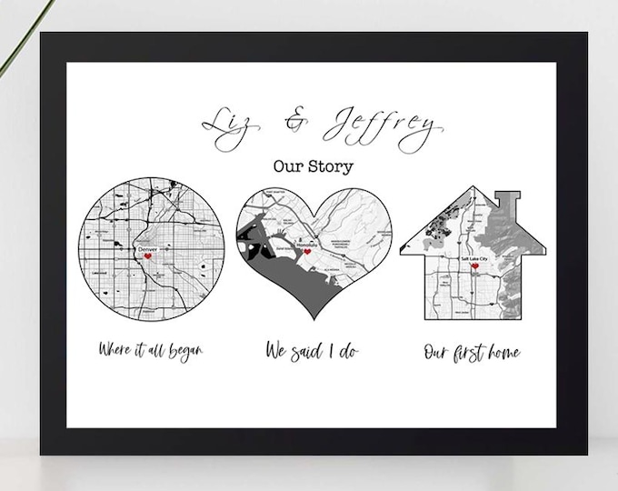 Map Wedding Anniversary Gift : Family Portrait