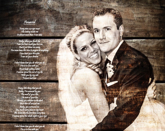 5th Anniversary Gift First Dance Lyrics 5 Year Anniversary First Dance Song Wood Print Photo on Wood Print on Wood Parents Anniversary