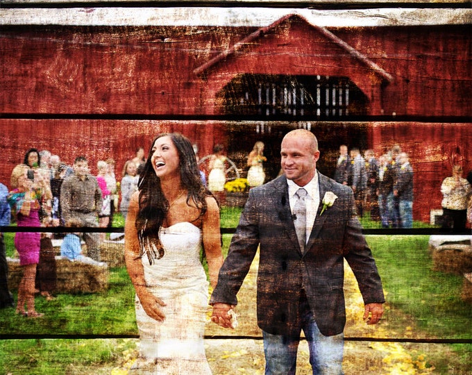 Rustic Wedding Gift Wood Print Rustic Home Decor 5th Anniversary Gift Rustic Decor Barn Wedding 5 Year Anniversary Photo On Wood