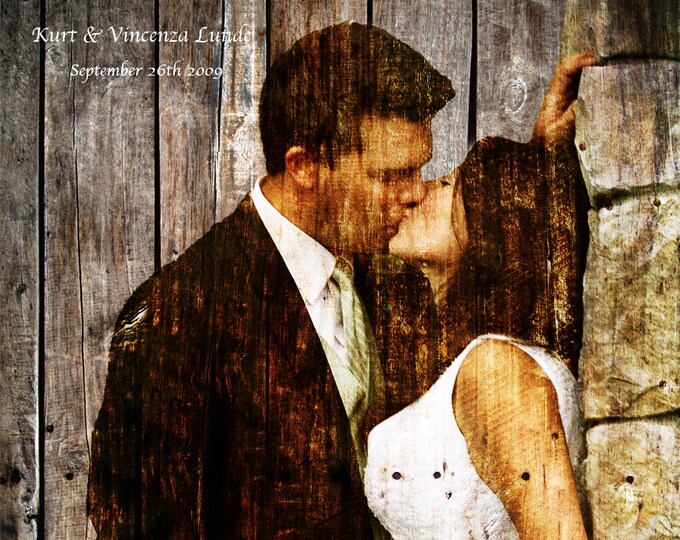 5th Anniversary Gift 5 Year Anniversary Wood Anniversary Photo On Wood Photo Gift Wedding Picture Gift Parents Anniversary Rustic