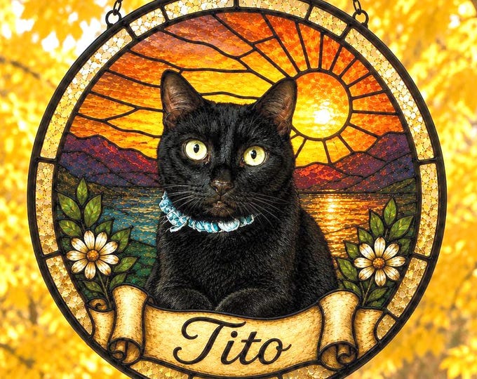 Personalized Dog Memorial Stained Glass Suncatcher, Christian Custom Pet Loss Gift, Rainbow Bridge Dog Portrait, Dog Sympathy Gift