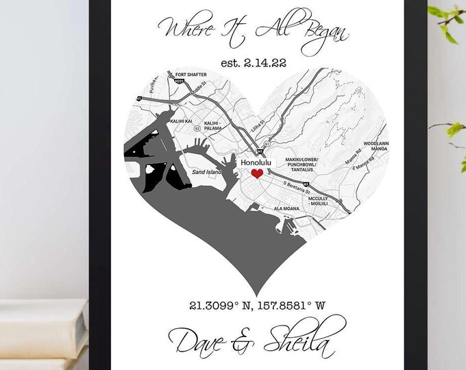 Map Wedding Anniversary Gift : First Date Gift