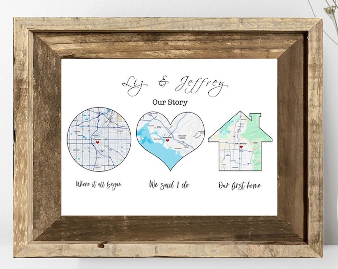 Map Wedding Anniversary Gift : Family Portrait
