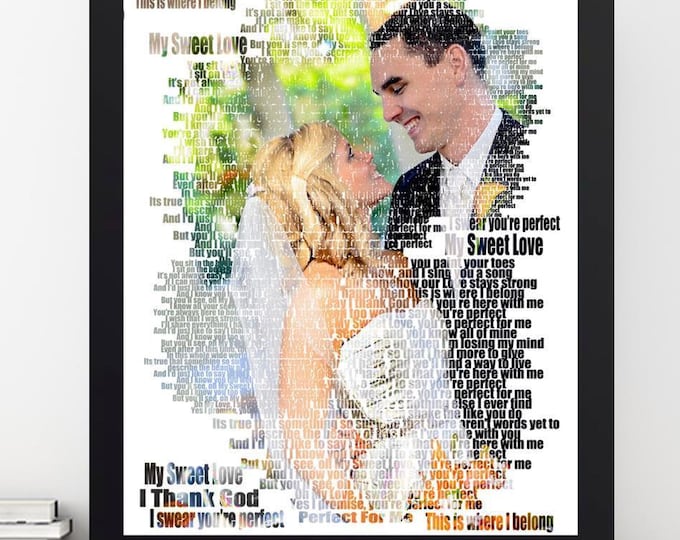 1st Anniversary Paper Gift: Personalized First Dance Lyrics Art
