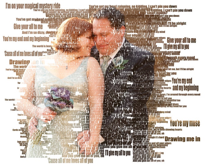 Custom Photo Gift Portrait On Canvas Wedding Vows Song Lyric Gift 20x24