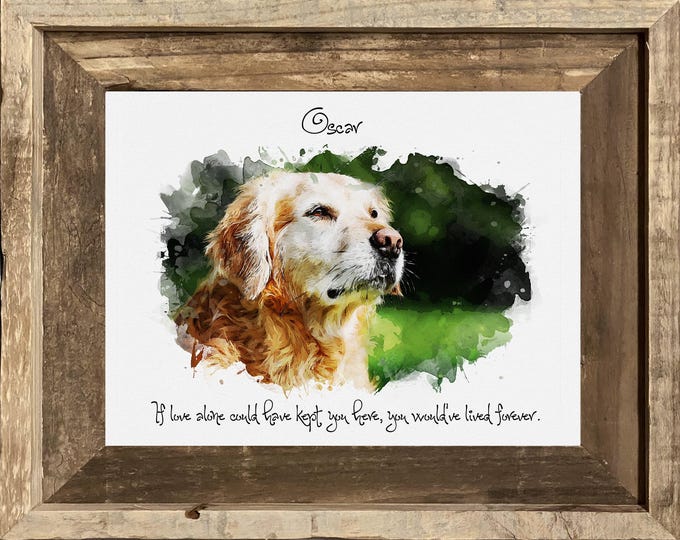 Dog Memorial Gift: Personalized Pet Memorial Gift or Pet Portrait Gift