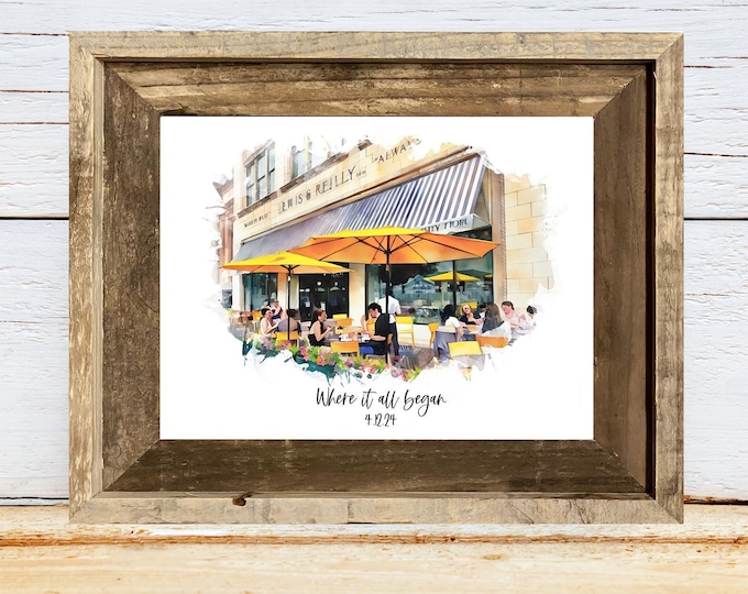 Custom First Date Watercolor Painting: Anniversary Gift