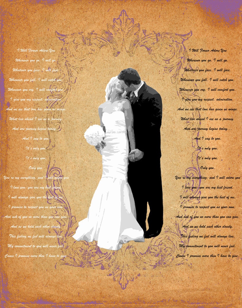 Word Art Song Lyrics Poem Wedding Vows Custom Gift Wall Art On