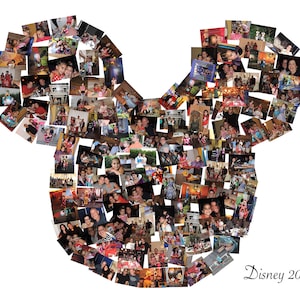 Disney Collage Mickey Mouse Ears Custom Canvas Mosaic Collage Picture Gift Wedding or Anniversary Wall Art 16x20