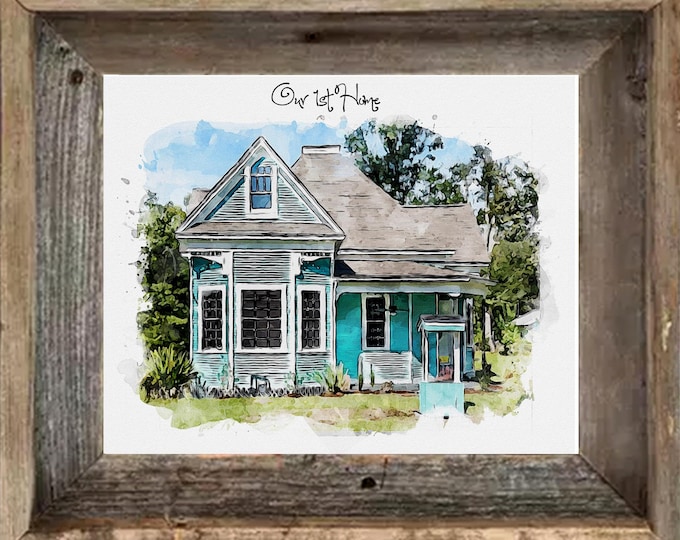 Custom Watercolor First House or Dream House Painting