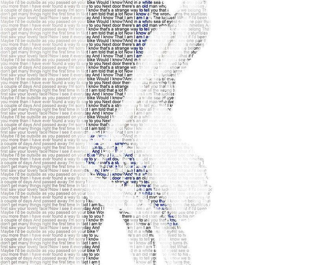 First Anniversary Paper Gift: Custom Song Lyrics Photo Art Print