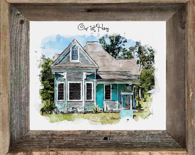 Custom First House or Housewarming Gift Watercolor Painting